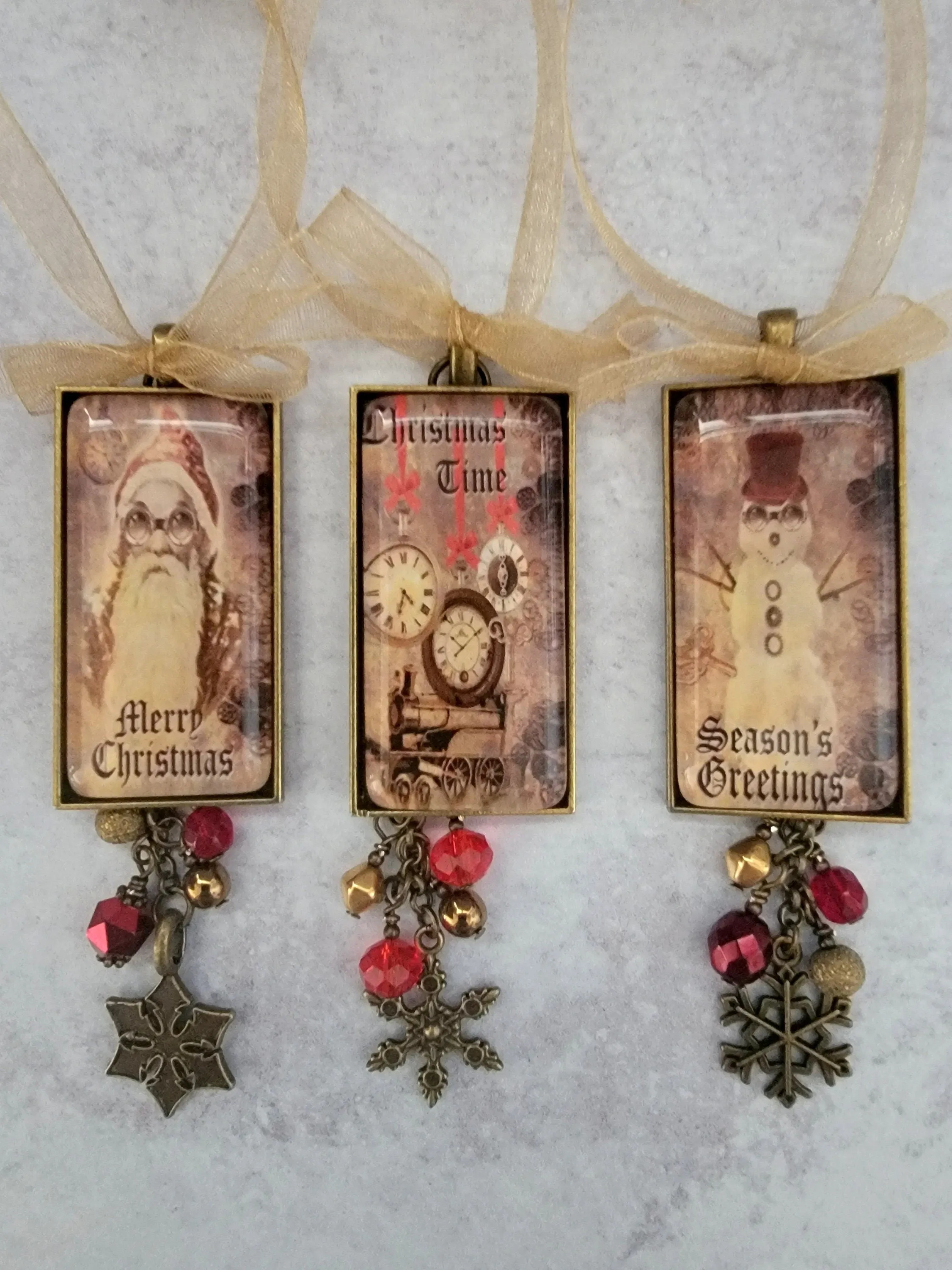 Christmas Ornaments, Steampunk Style Holiday Ornaments, Unique Holiday Decor