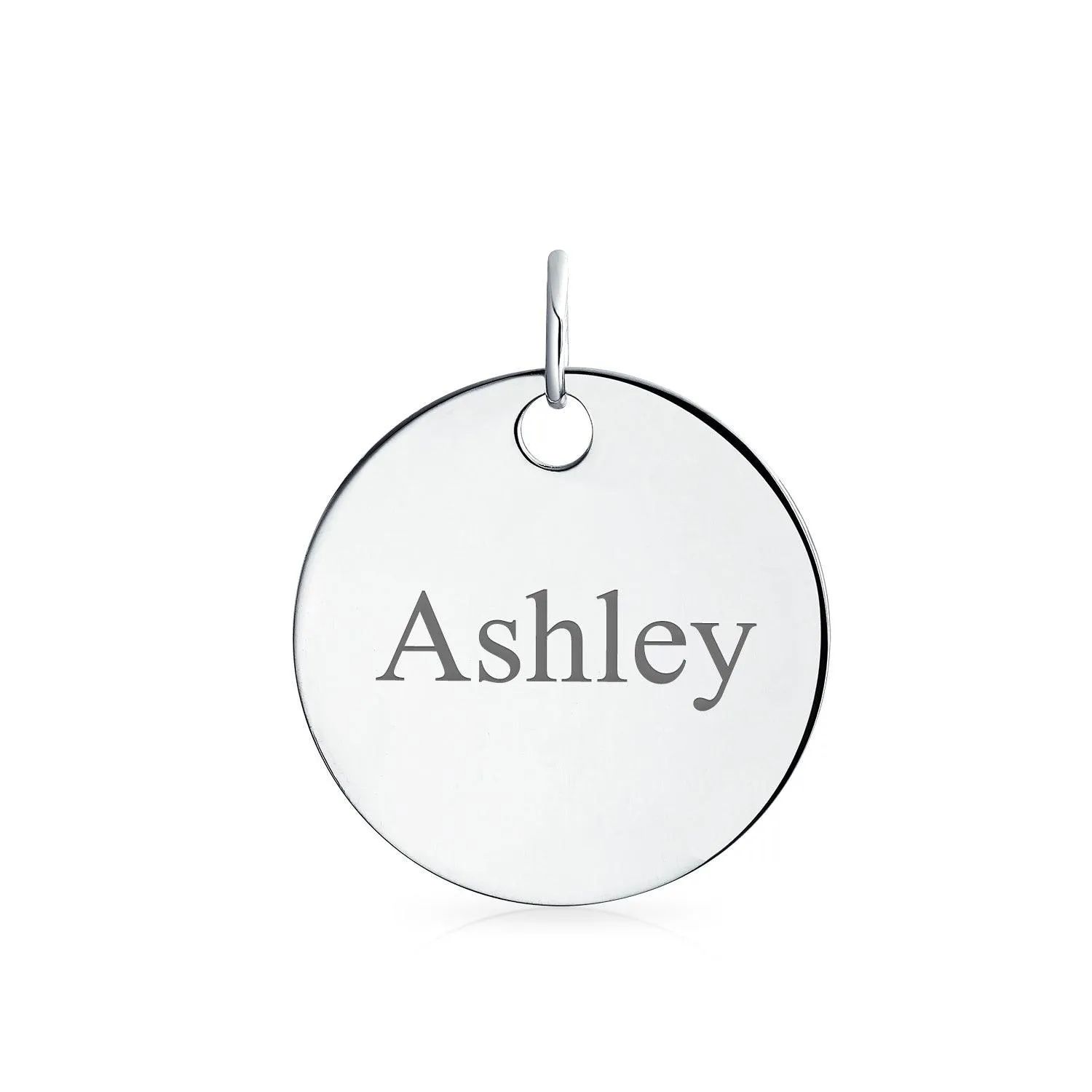 Circle Inspirational Pendant Necklace Faith Hope Love Disc Silver Tone Stainless Steel