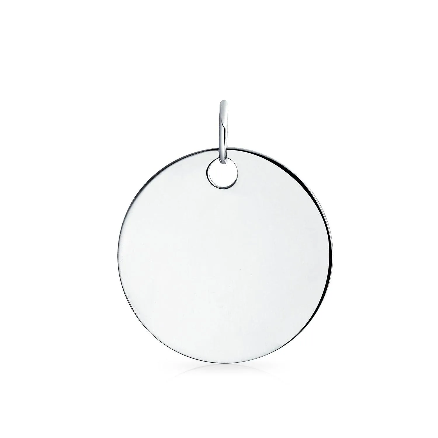Circle Inspirational Pendant Necklace Faith Hope Love Disc Silver Tone Stainless Steel