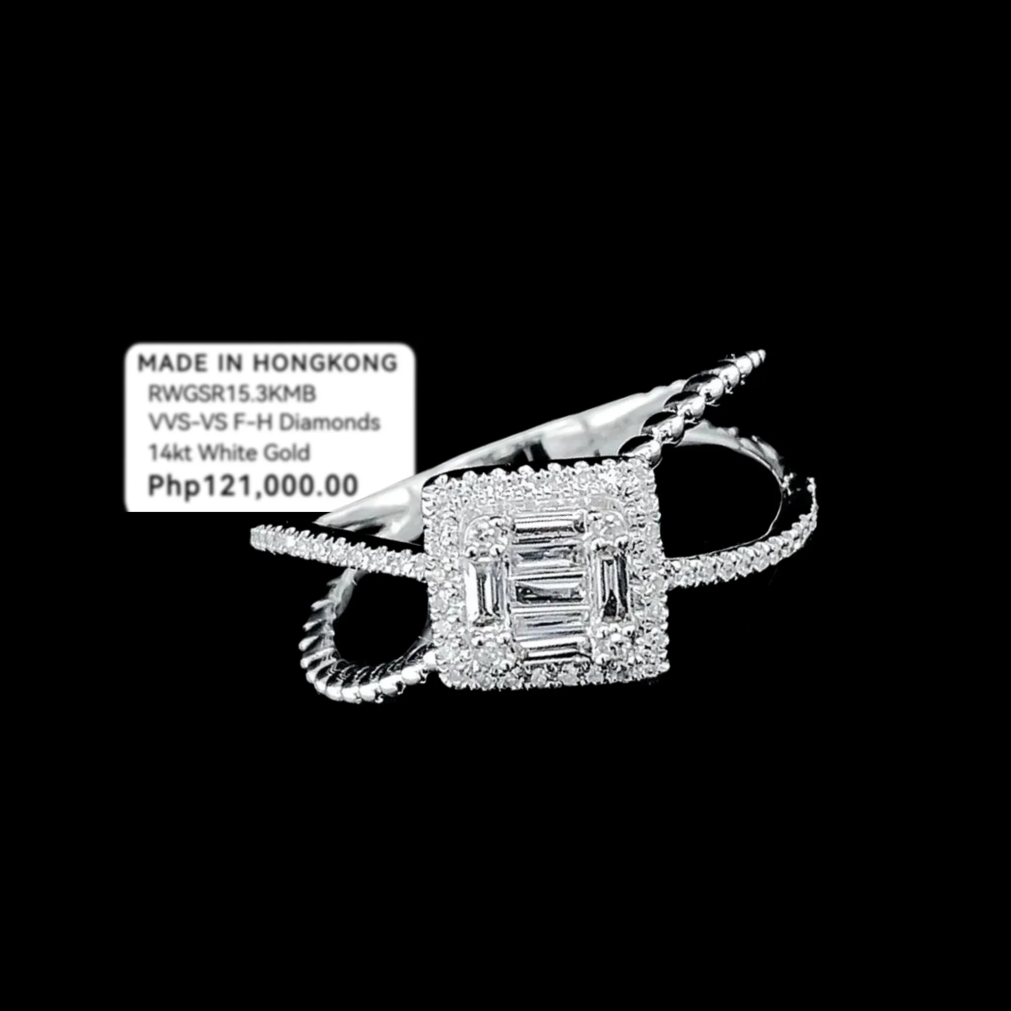 Classic Square Split Shank Diamond Ring 14kt