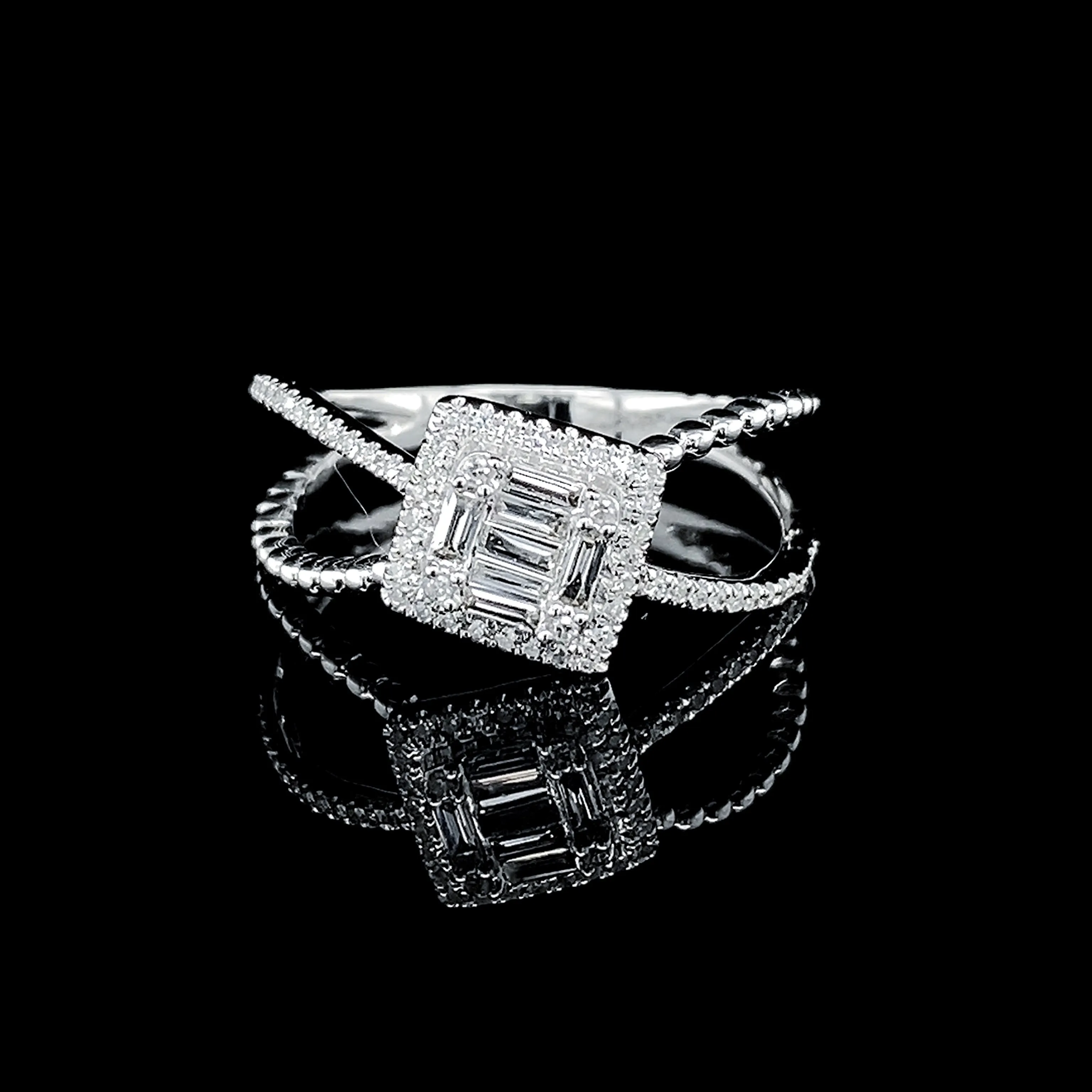 Classic Square Split Shank Diamond Ring 14kt