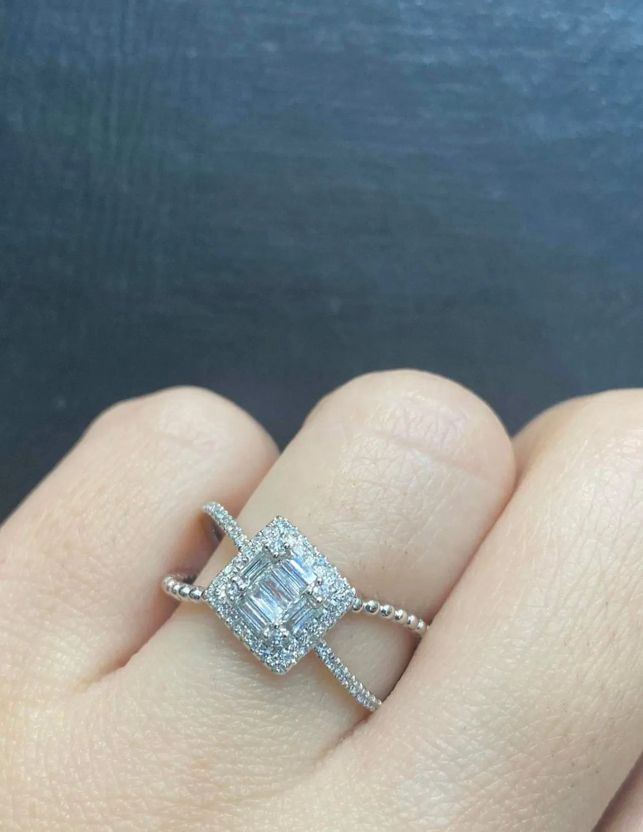 Classic Square Split Shank Diamond Ring 14kt