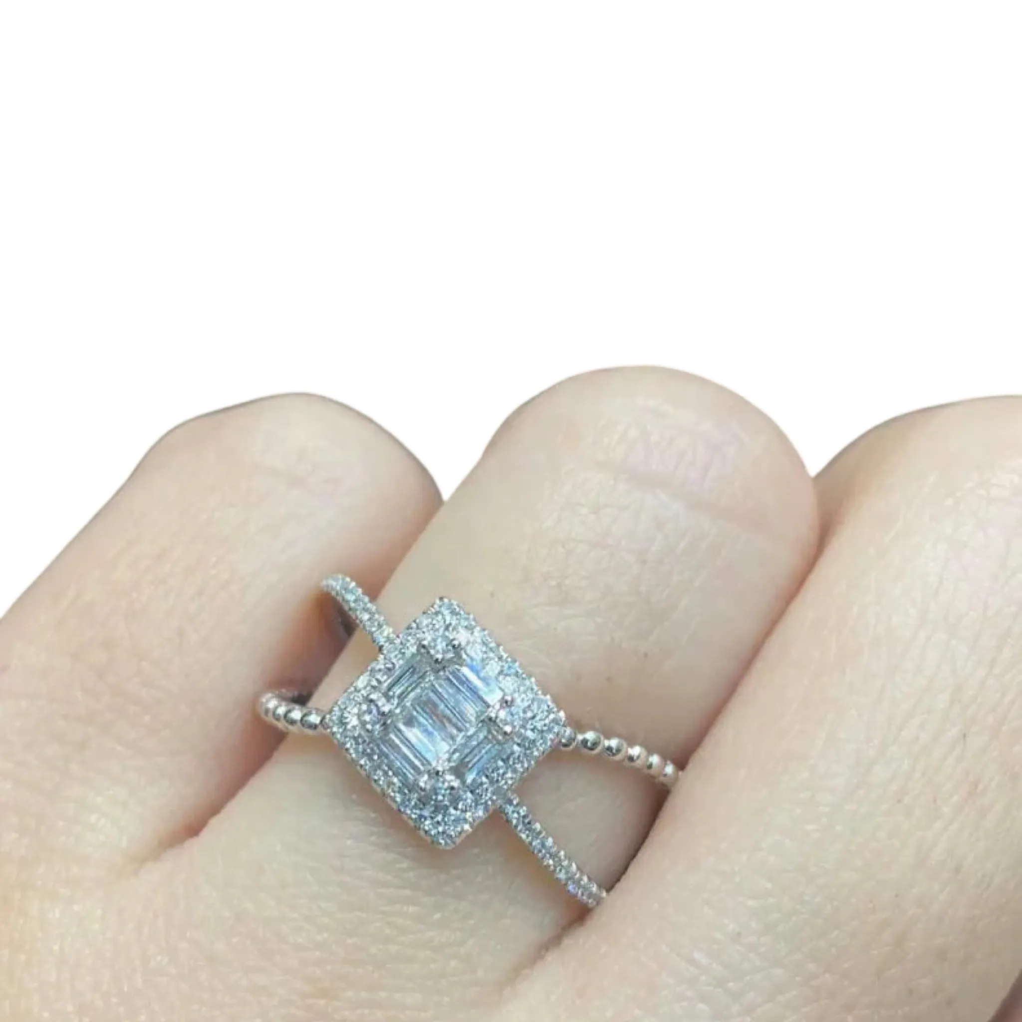 Classic Square Split Shank Diamond Ring 14kt