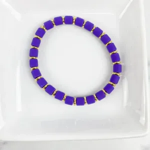 Clay Tube Bracelet with Disc 6mm Purple