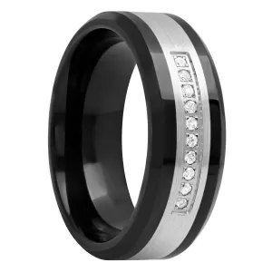 Cobalt And Stainless Steel 1/10 CTTW Diamond Band, 8mm