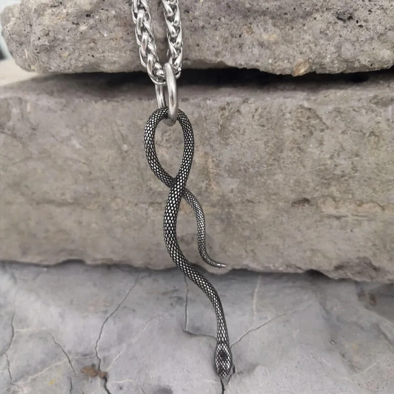 Coiled Snake Stainless Steel Animal Pendant