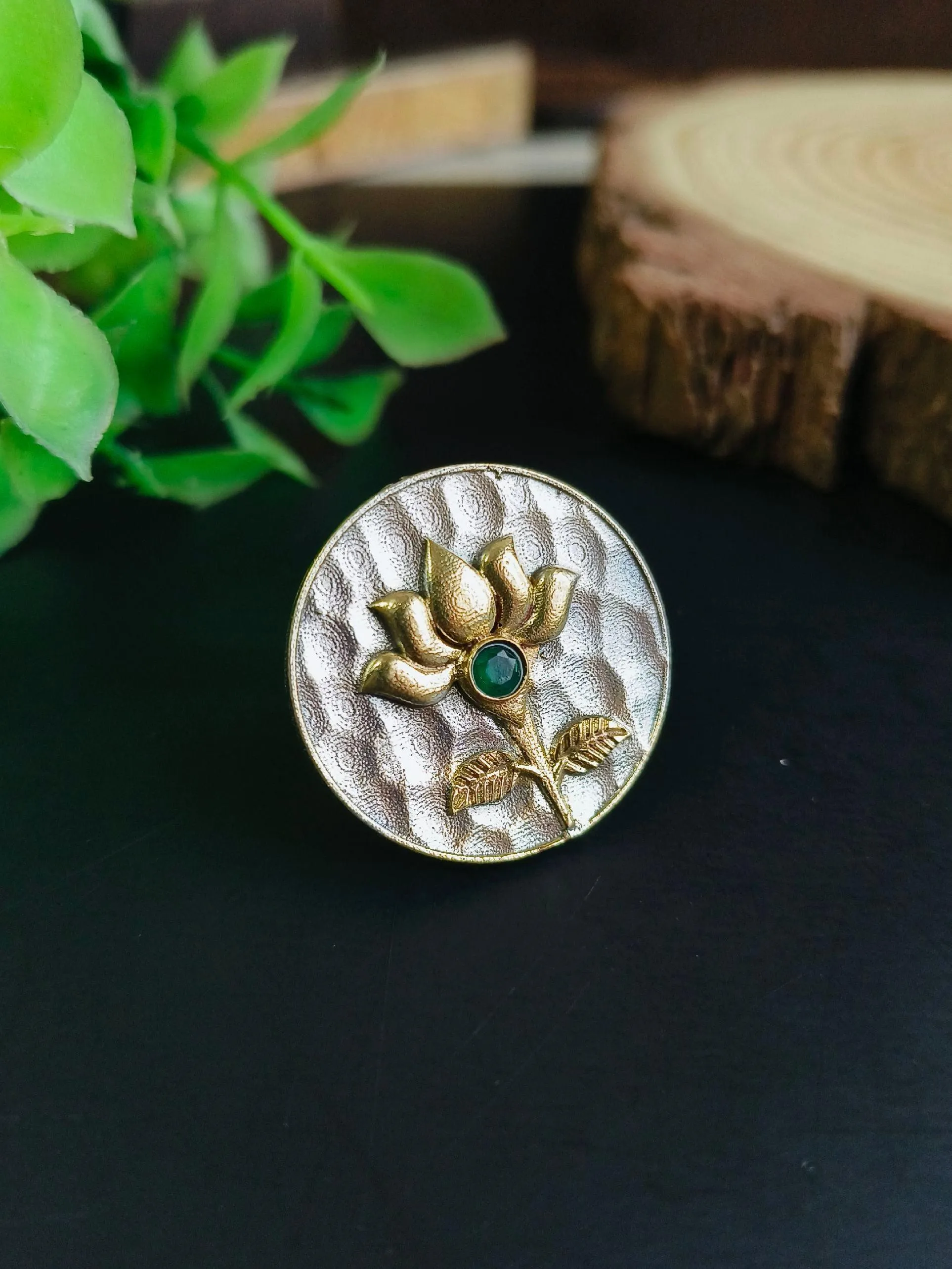 Coin Shaped Oxidised Ring | Sarichka