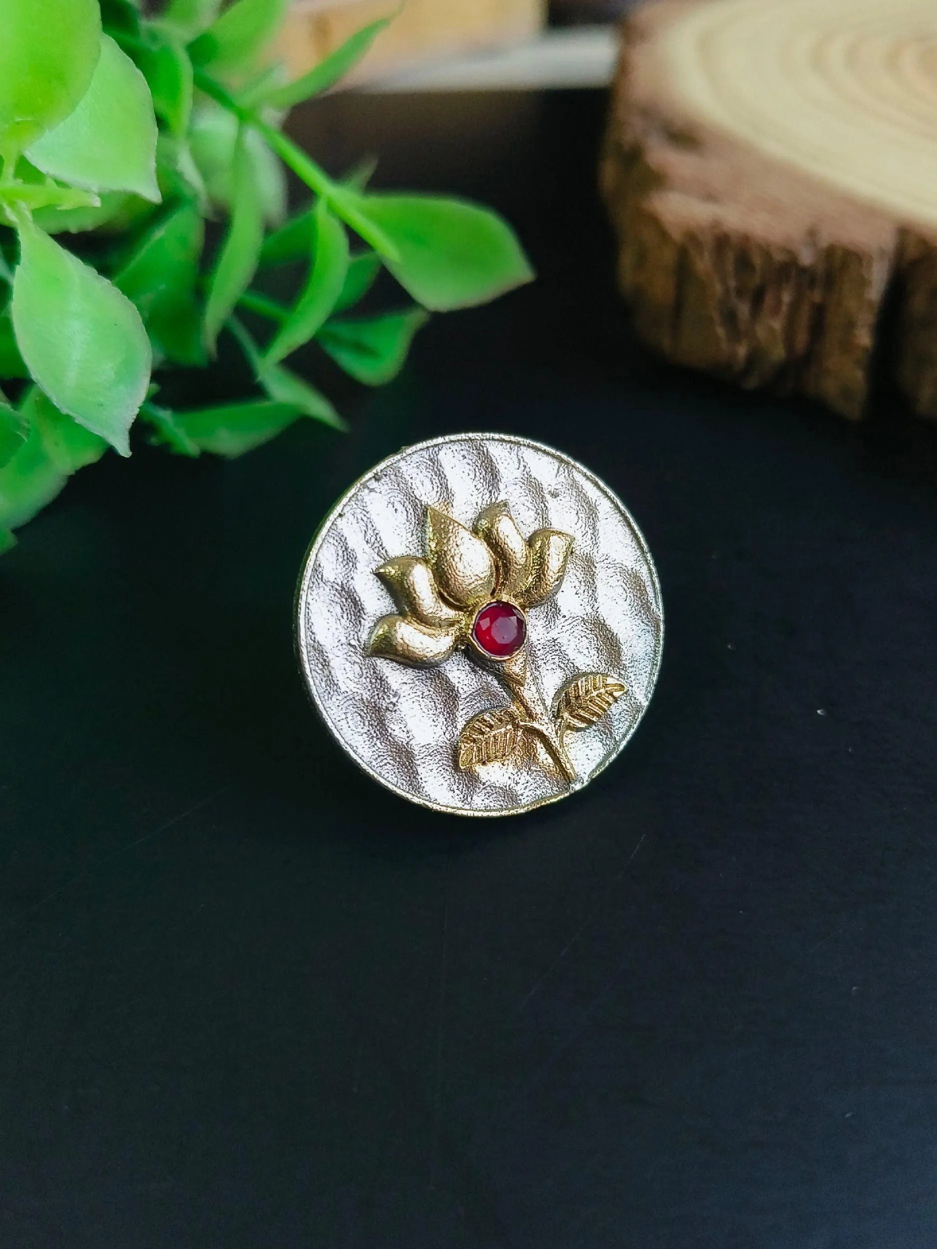 Coin Shaped Oxidised Ring | Sarichka