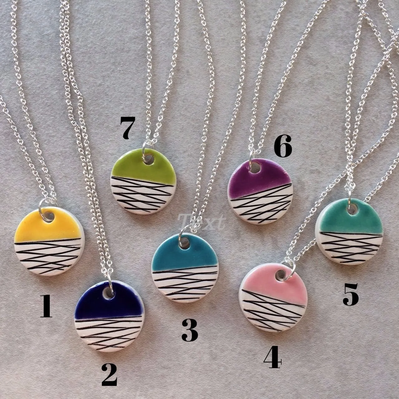 Colourful minimalist geometric ceramic pendants