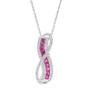 Created Ruby and Created White Sapphire Swirl Pendant Necklace