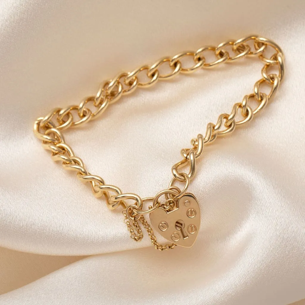 Crew Solid Heart Charm Bracelet | 9ct Gold