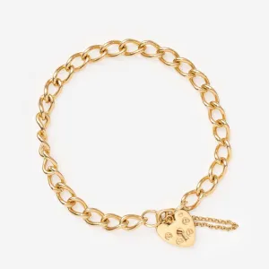 Crew Solid Heart Charm Bracelet | 9ct Gold