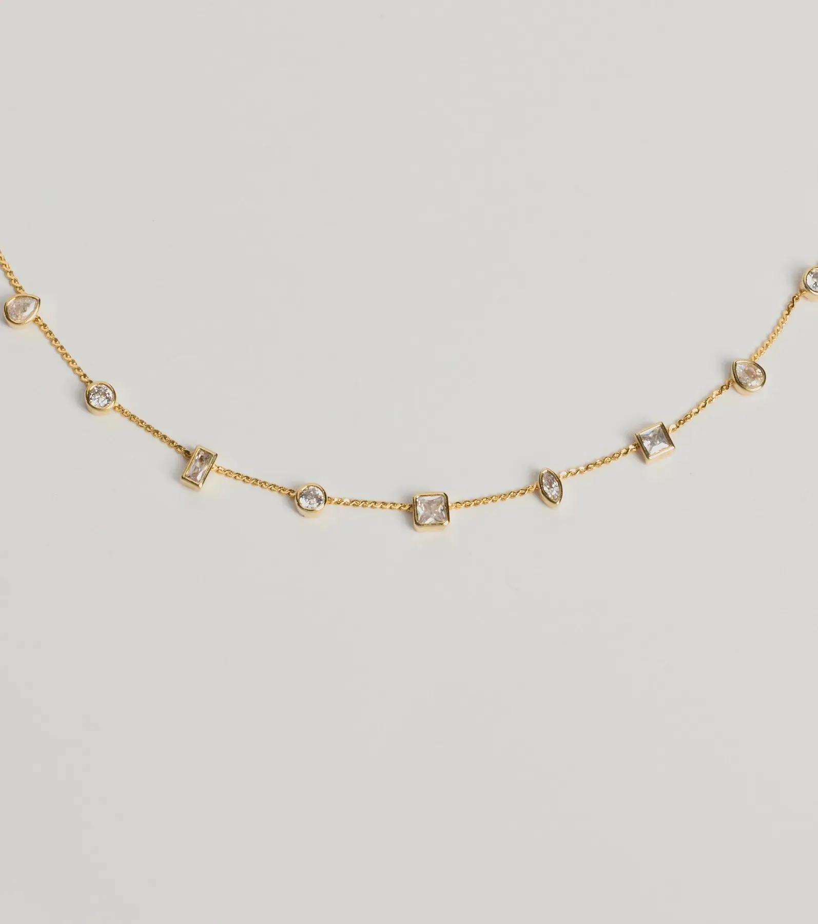 Dainty Chic Geometric Charm Rhinestone Necklace