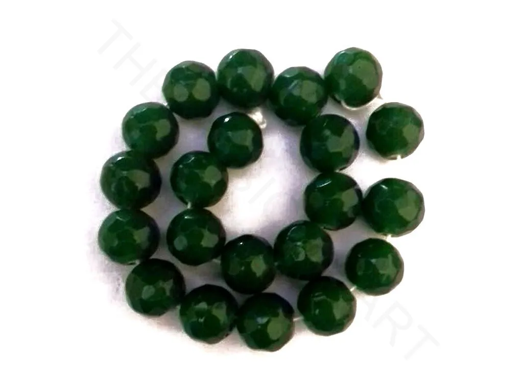Dark Green Faceted Circular Agate Stones