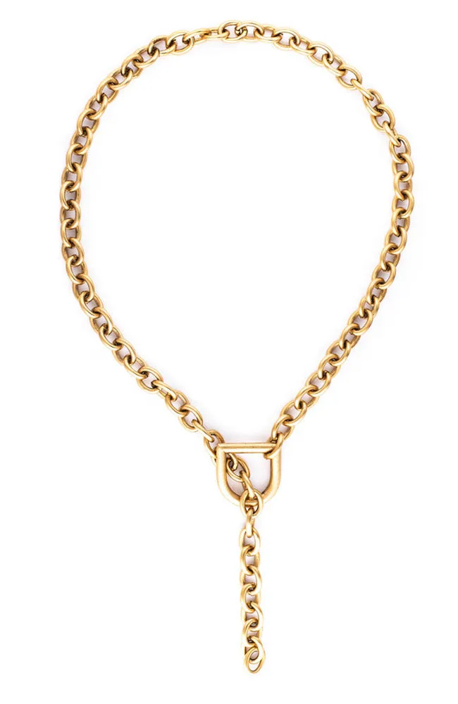 Deena Gold Chain Lariat Necklace