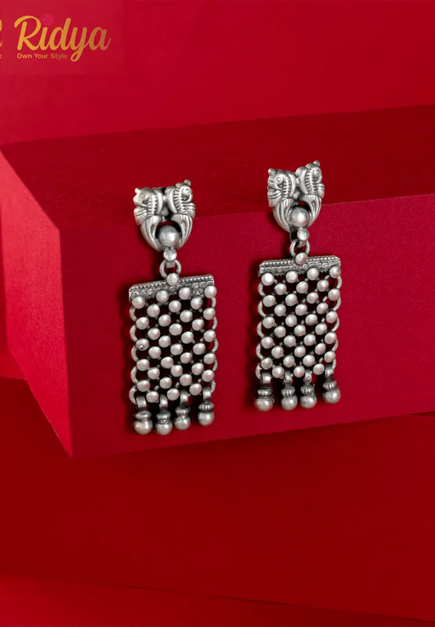 Dual Peacock Jaali Drop Dangler Earrings