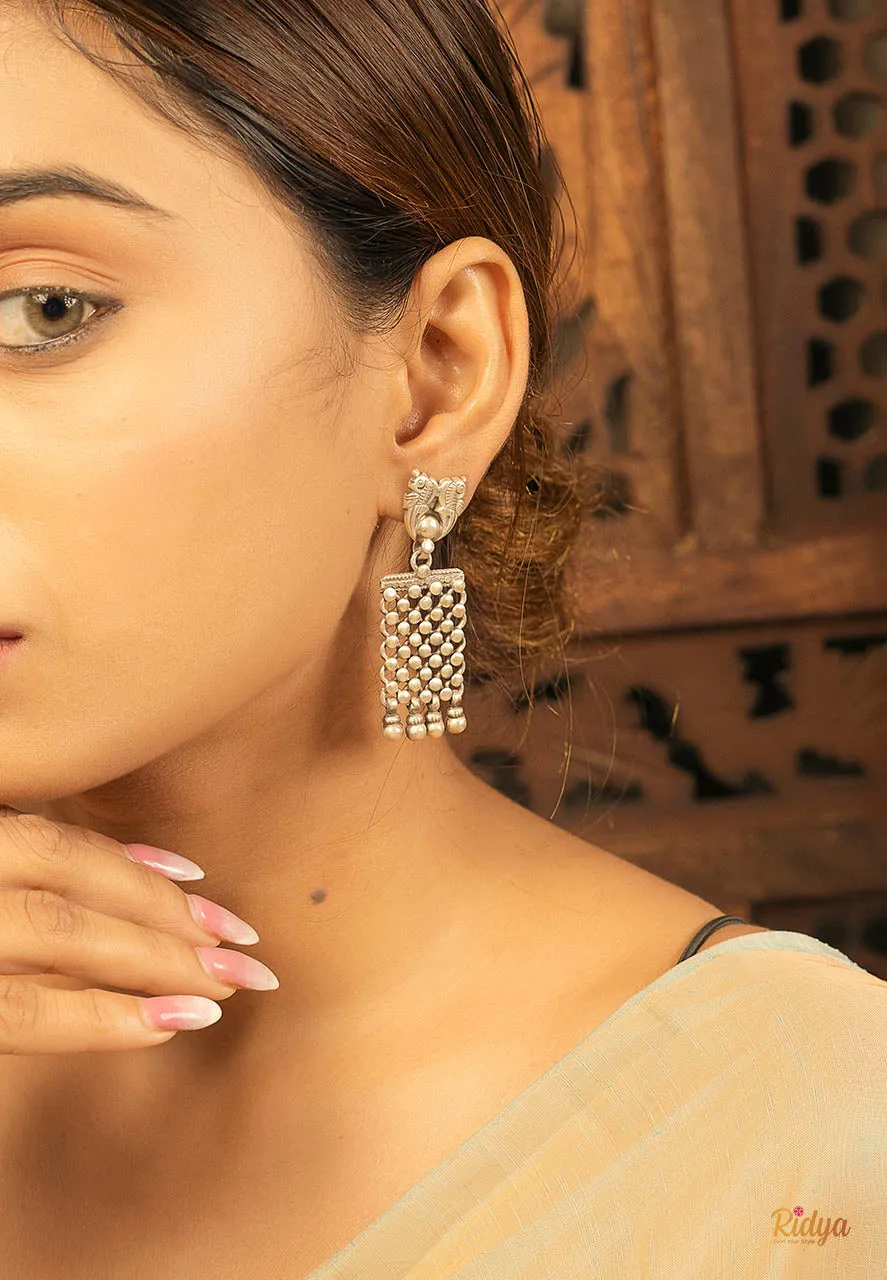 Dual Peacock Jaali Drop Dangler Earrings