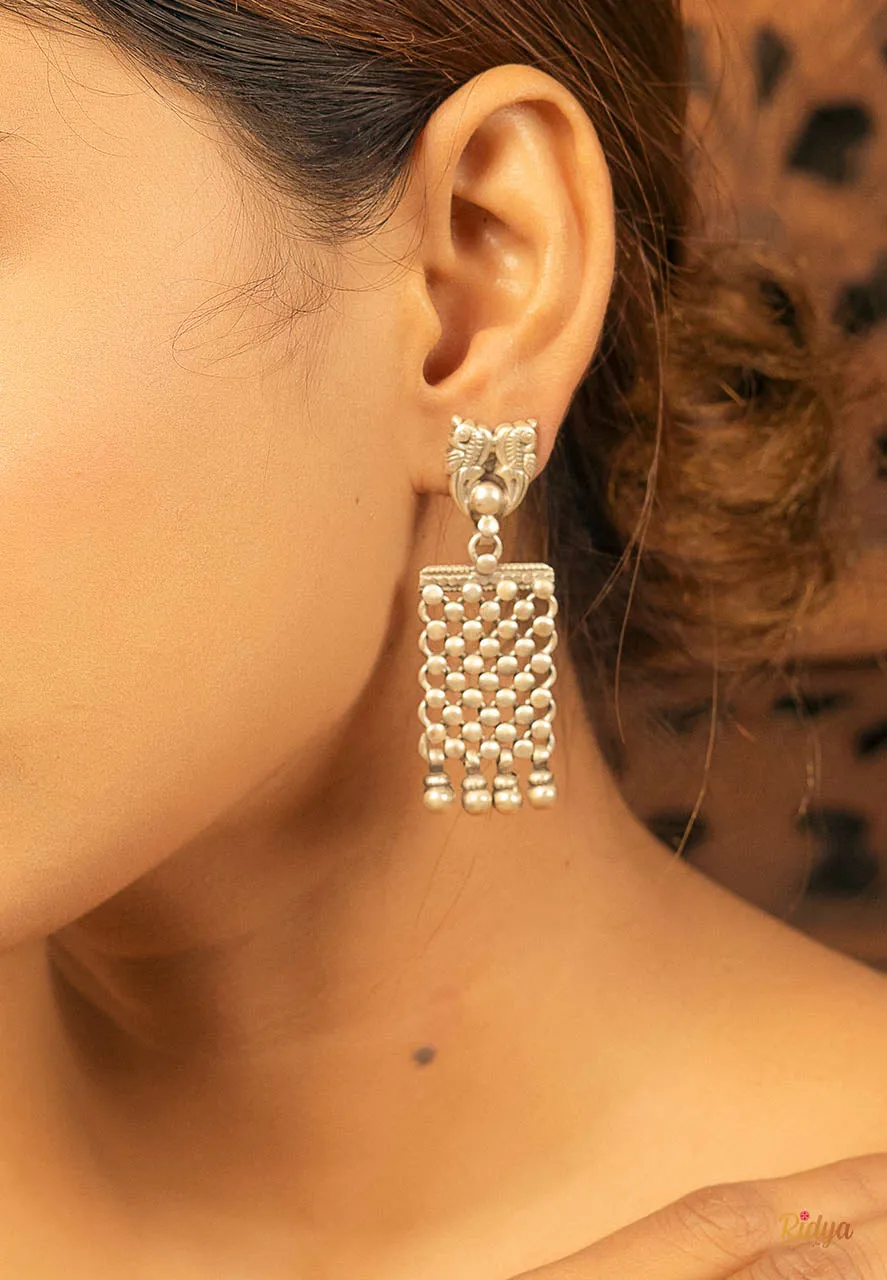 Dual Peacock Jaali Drop Dangler Earrings