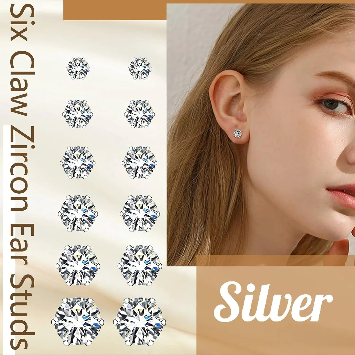 Earrings for Girls Hypoallergenic Diamond Stud Earrings for Women Cute Heart Hypoallergenic Stud Silver Earrings Inspirational Design Gold Earrings