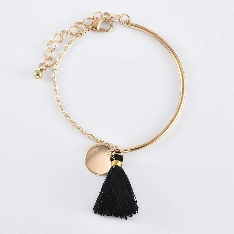 Egyptian Design Gold Ingrain Black Tassel 3 piece Set Fashion Jewelry