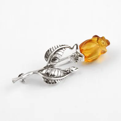 Elegant Amber Rosebud Pin
