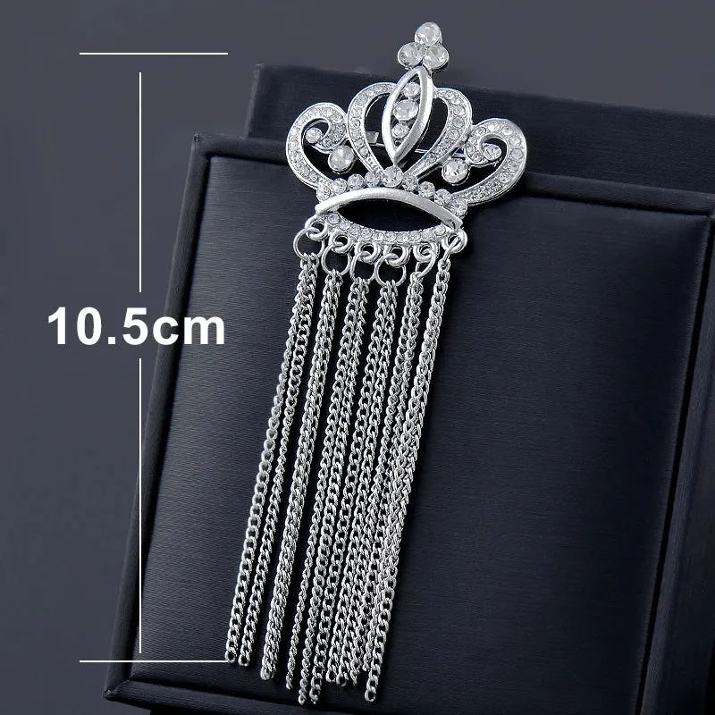 Elegant Crown Multicolor Brooch Rose Gold Silver Color Red Blue Zircon Brooches For Women