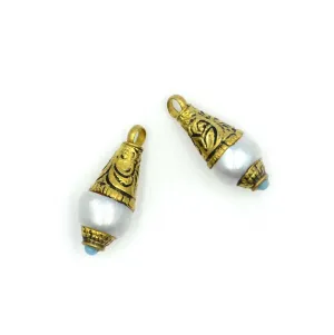 Embellished Pendant- Freshwater Pearl, Gold