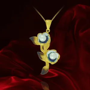Ember Flower and Pearl Pendant Ember Flower and Pearl Pendant