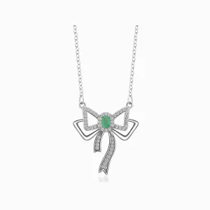 Emerald and Diamond Necklace Ribbon Design