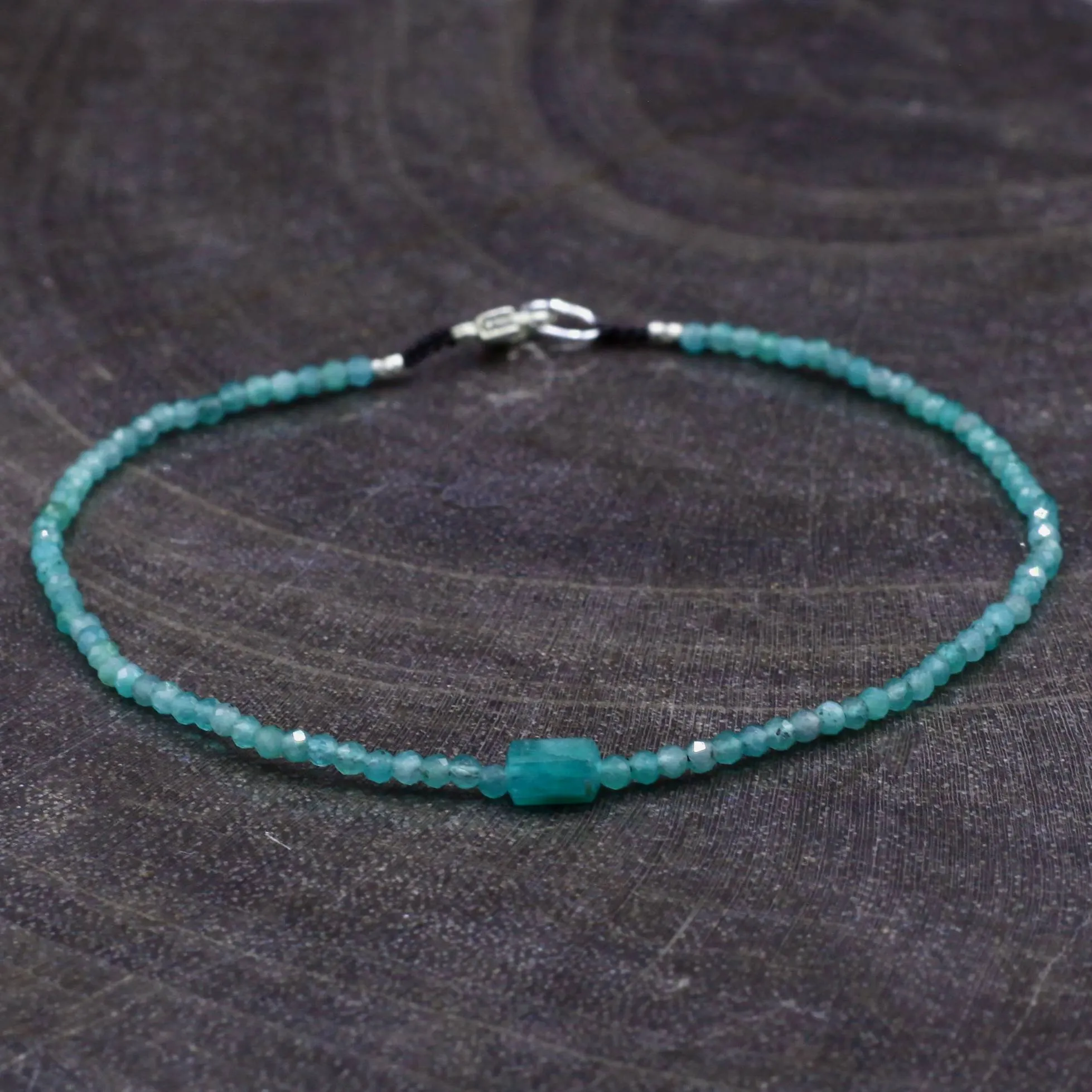Emerald   Sterling Silver Beaded Bracelet
