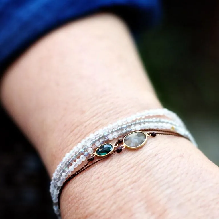 Emerald   Sterling Silver Beaded Bracelet