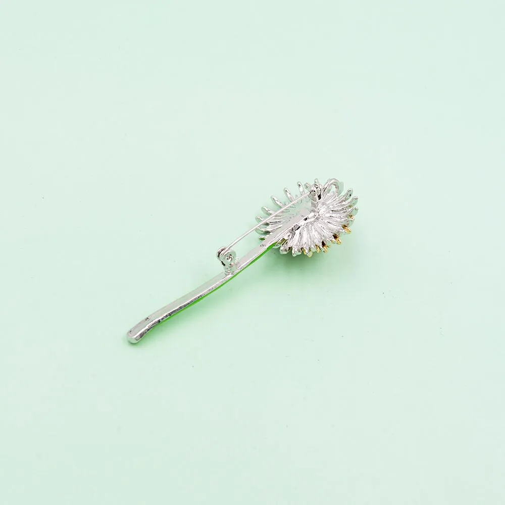 Enamel Dandelion Brooches For Women Flower Pin Elegant Spring Design Jewelry