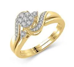 EternalDia 1/4 Cttw composite Diamond Wrap Bypass Engagement Bridal Ring Set in 10K Yellow Gold (IJ/I3)