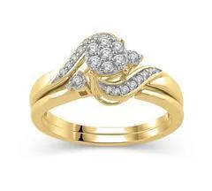 EternalDia 1/4 Cttw composite Diamond Wrap Bypass Engagement Bridal Ring Set in 10K Yellow Gold (IJ/I3)