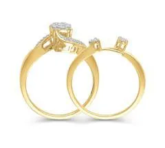 EternalDia 1/4 Cttw composite Diamond Wrap Bypass Engagement Bridal Ring Set in 10K Yellow Gold (IJ/I3)