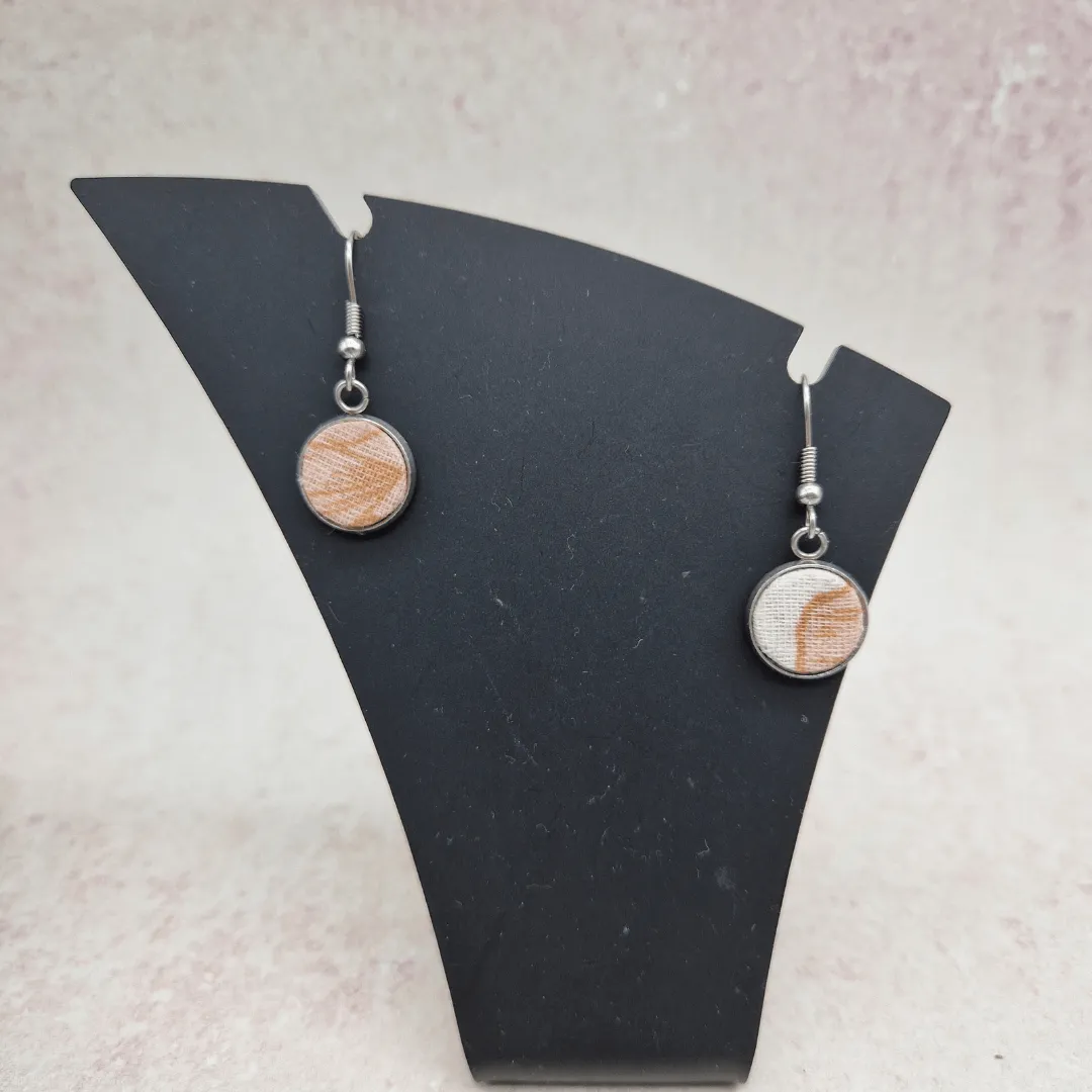 Fabric cabochon style earrings. various designs