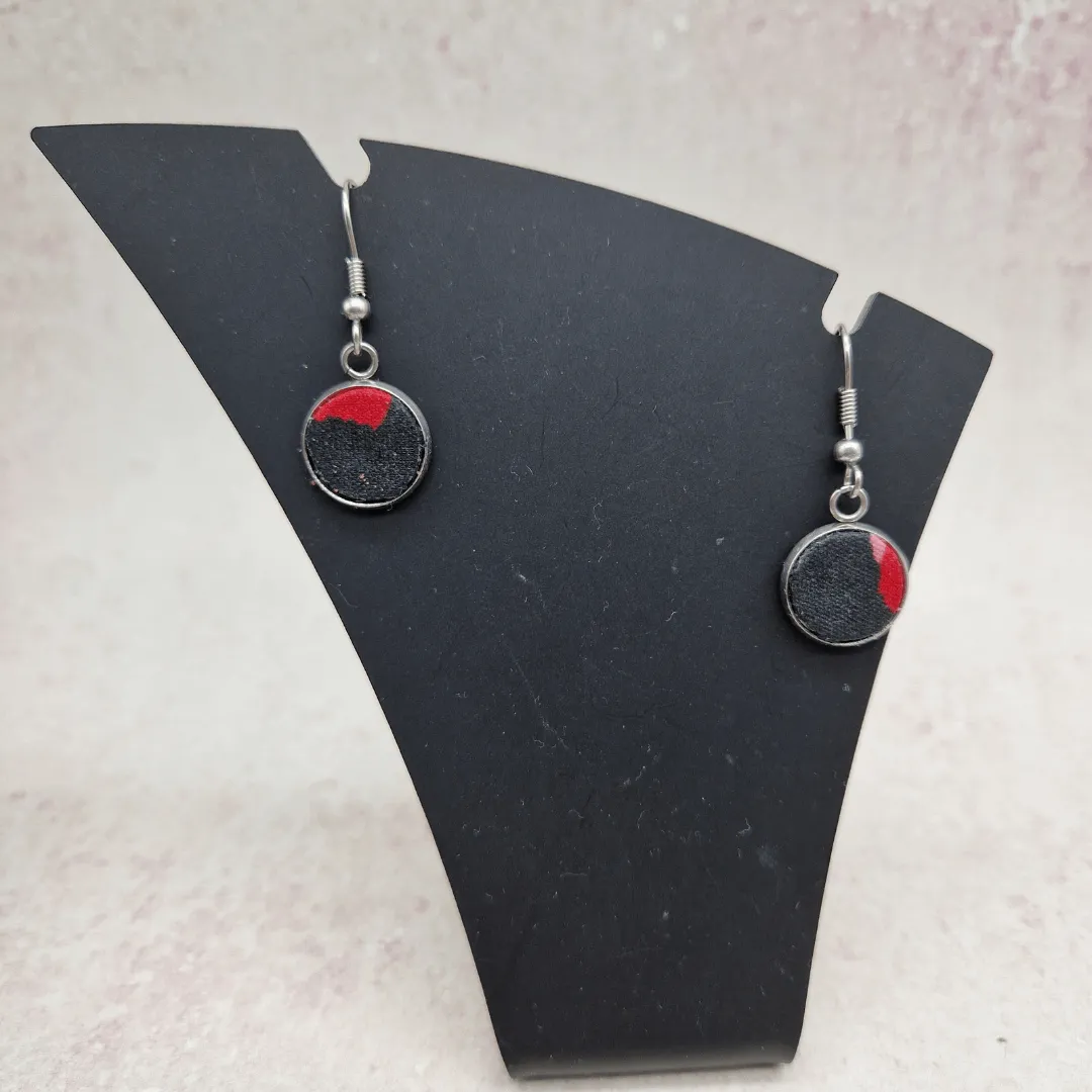 Fabric cabochon style earrings. various designs