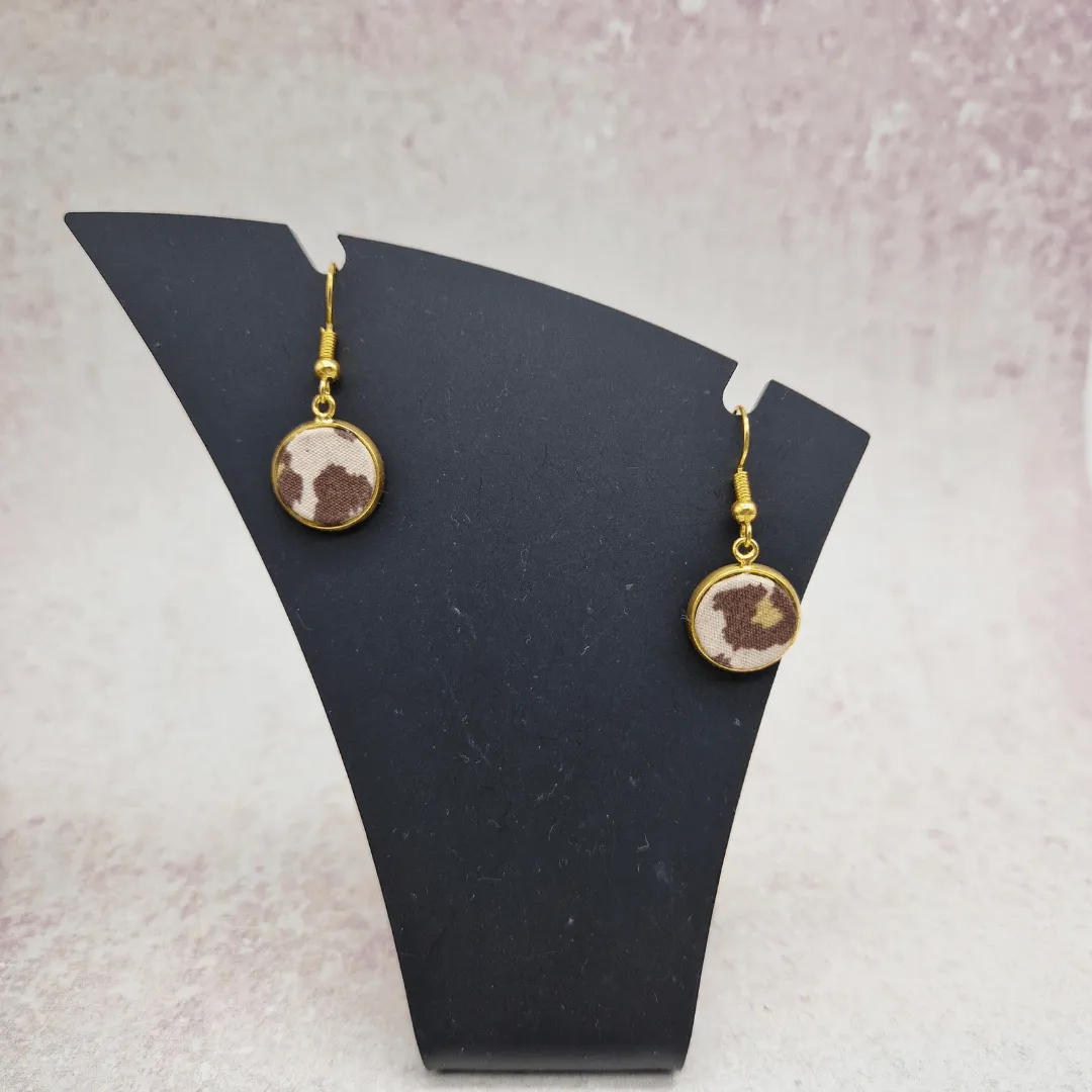 Fabric cabochon style earrings. various designs