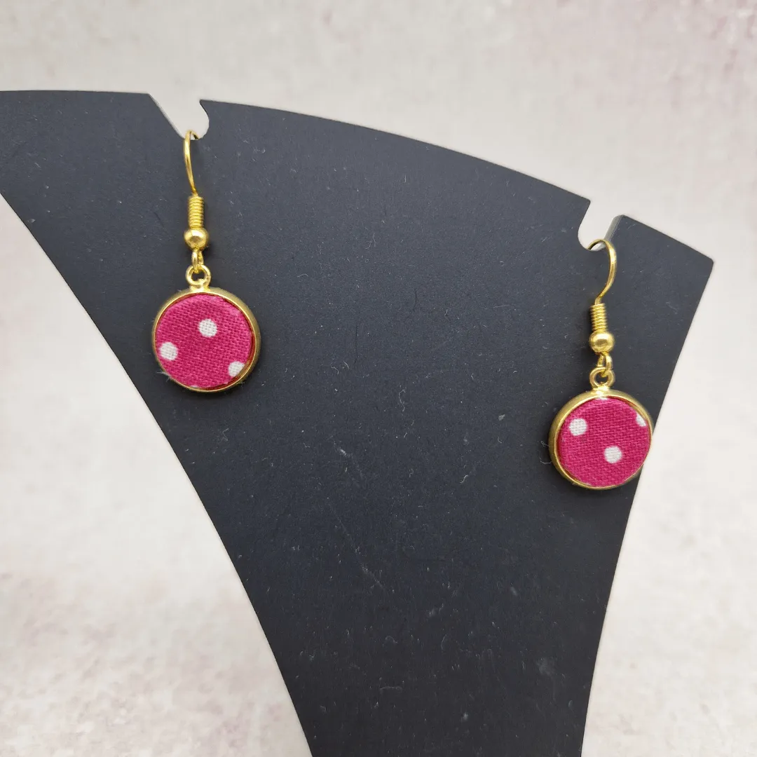 Fabric cabochon style earrings. various designs