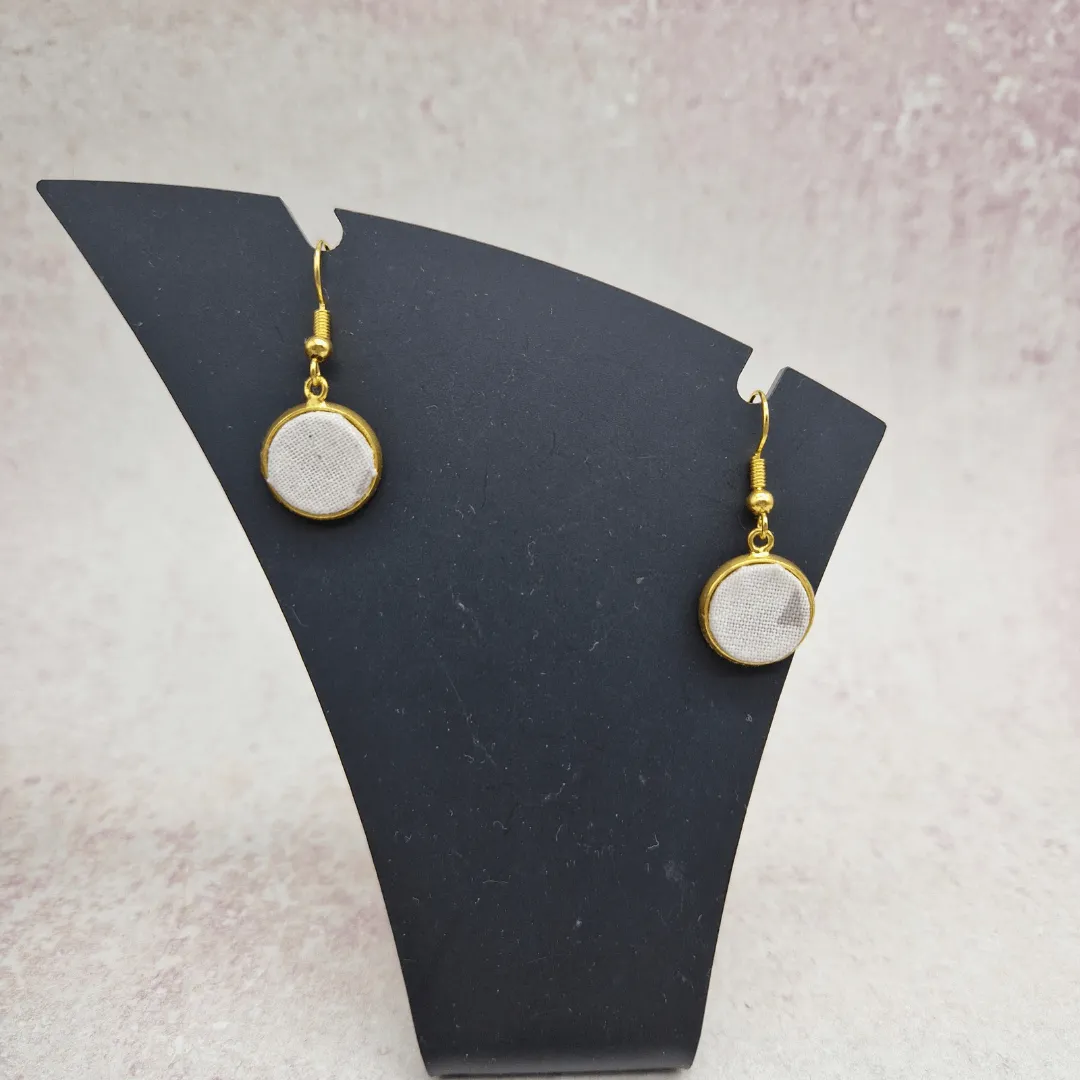 Fabric cabochon style earrings. various designs