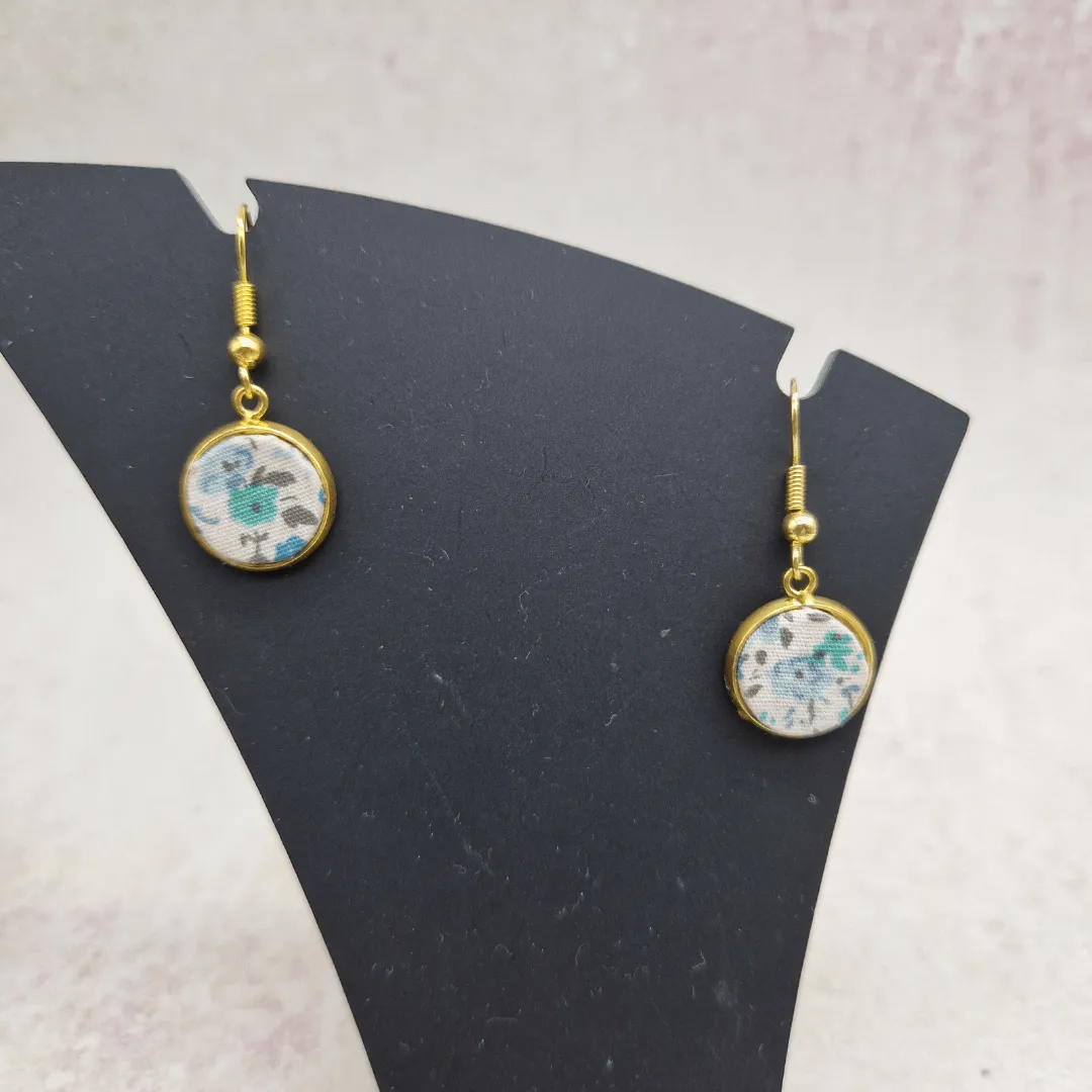 Fabric cabochon style earrings. various designs