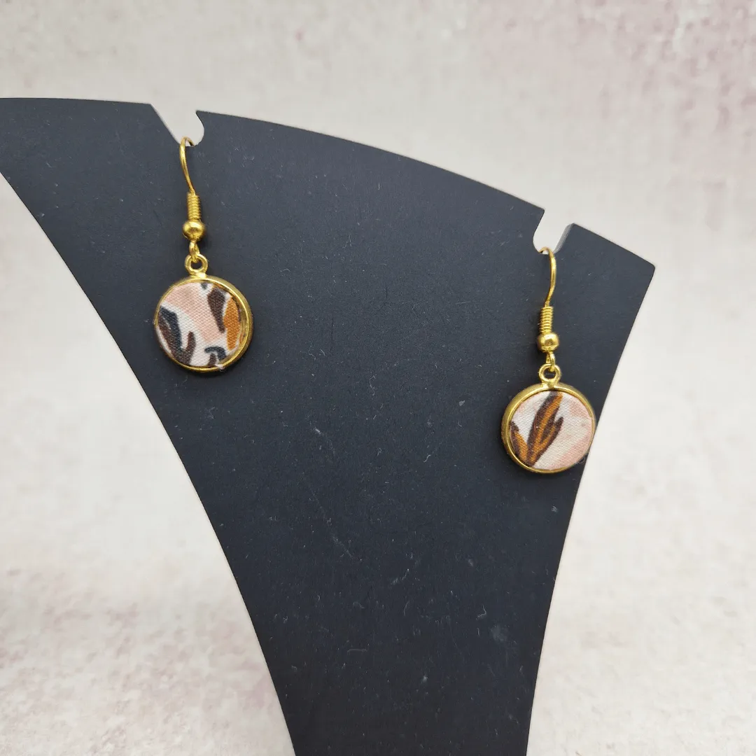Fabric cabochon style earrings. various designs