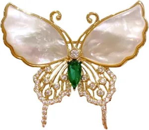 Fashion Elegant Crystal Butterfly Brooches Pin for Women Men Girls Ingenious Pearl Corsage Pin delicate accessory