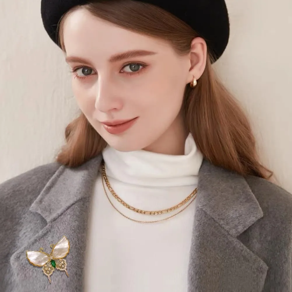 Fashion Elegant Crystal Butterfly Brooches Pin for Women Men Girls Ingenious Pearl Corsage Pin delicate accessory