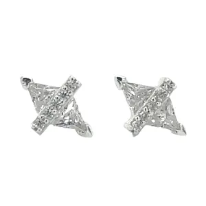 Forma Sterling Silver Triangle Cz Stud Earrings