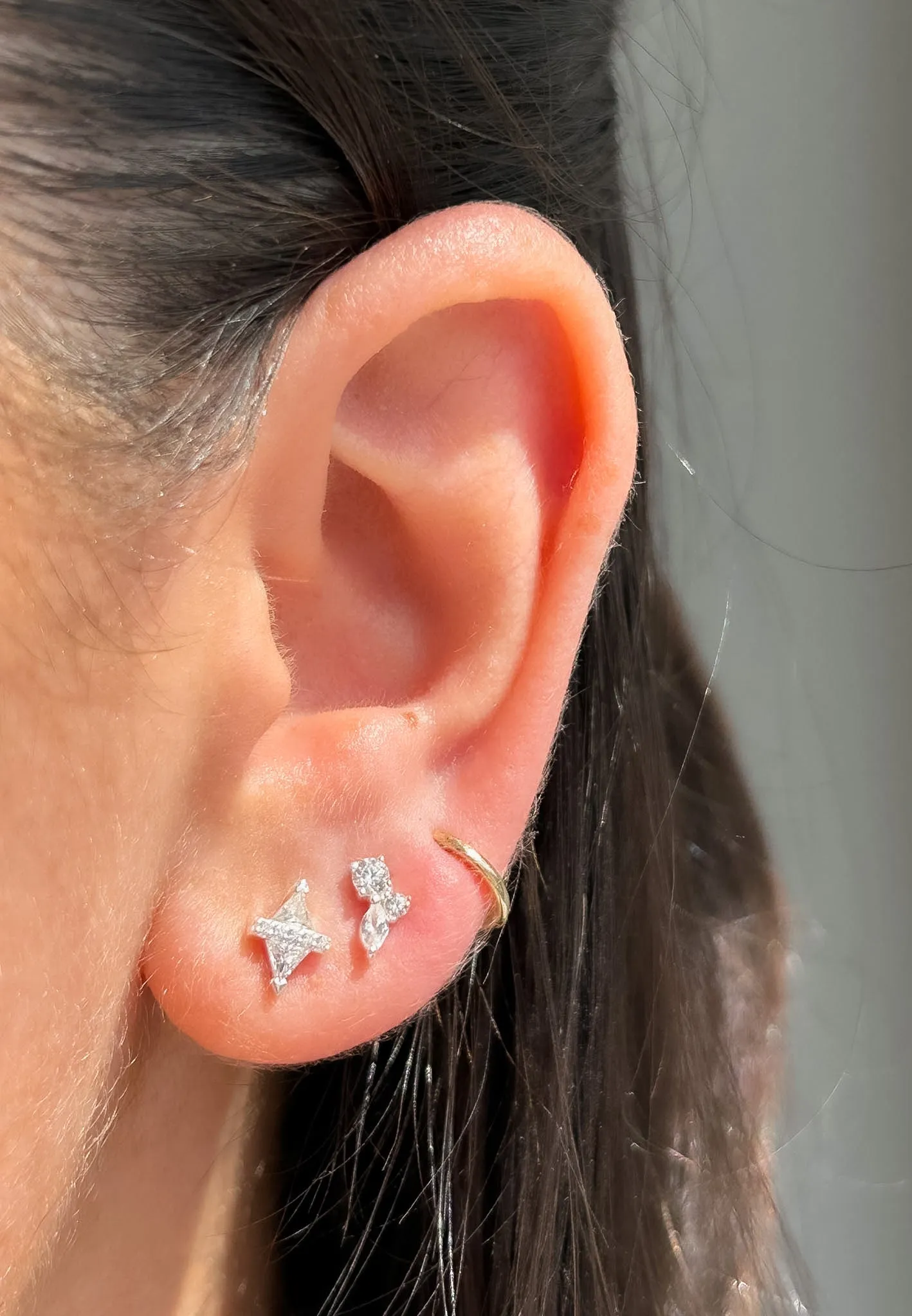 Forma Sterling Silver Triangle Cz Stud Earrings