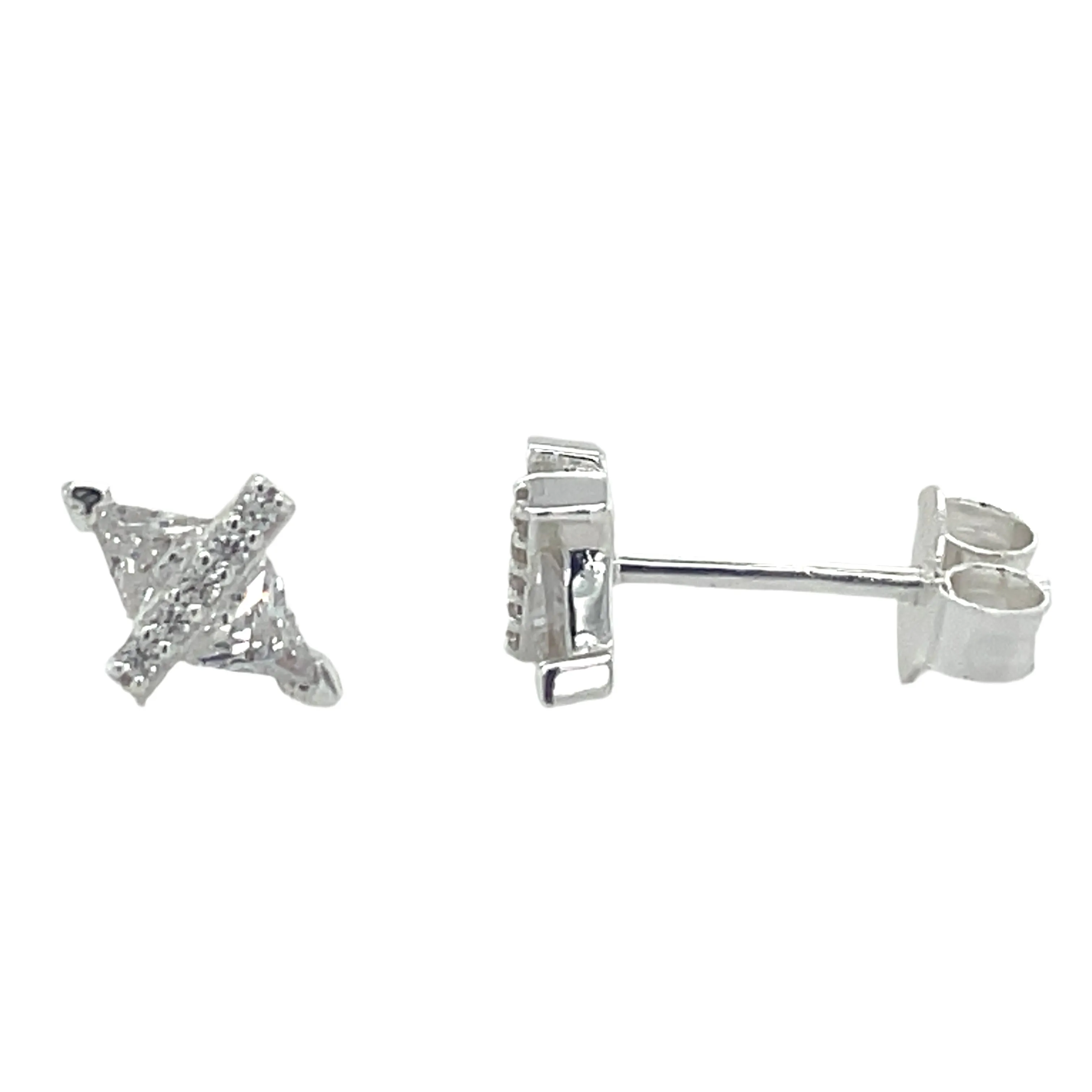 Forma Sterling Silver Triangle Cz Stud Earrings
