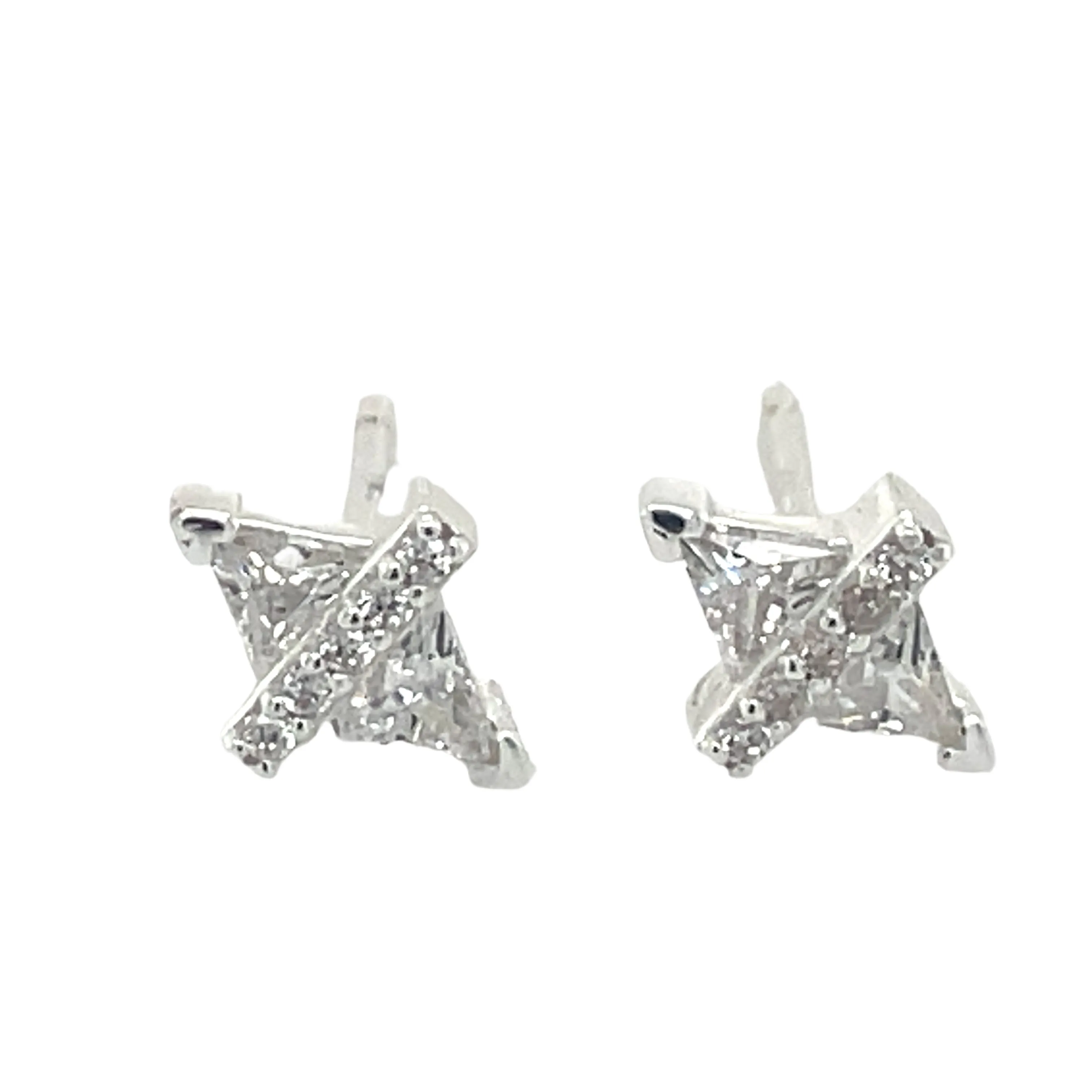 Forma Sterling Silver Triangle Cz Stud Earrings