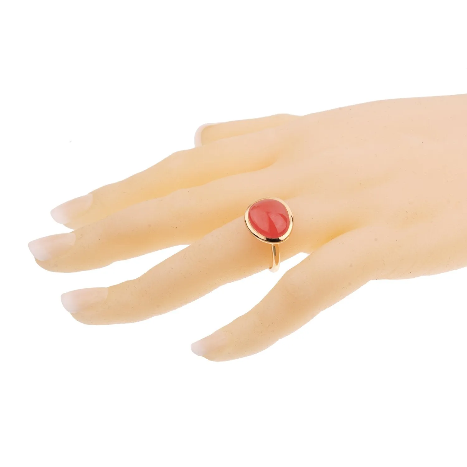 Fred of Paris 7ct Cabochon Rhodochrosite 18k Rose Gold Cocktail Ring Size 5 3/4