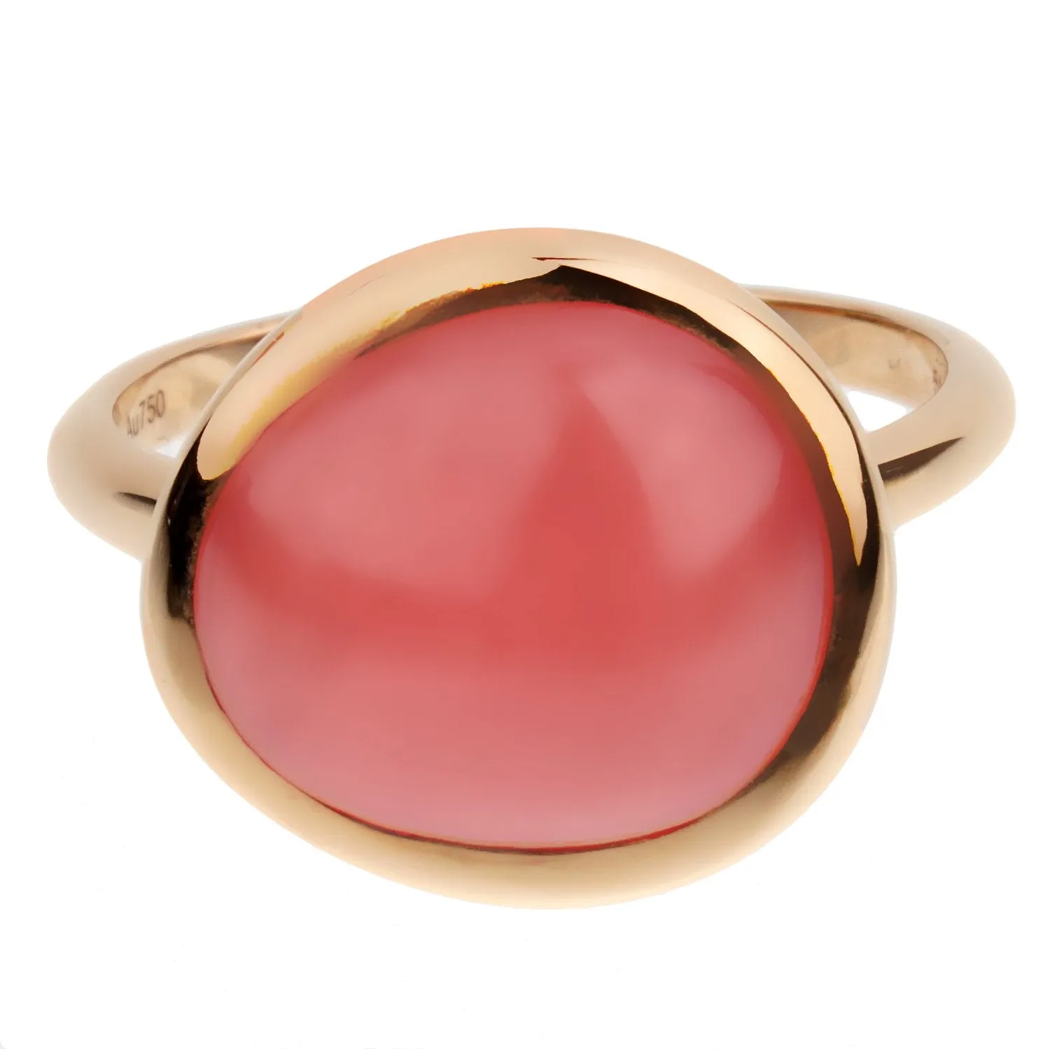 Fred of Paris 7ct Cabochon Rhodochrosite 18k Rose Gold Cocktail Ring Size 5 3/4